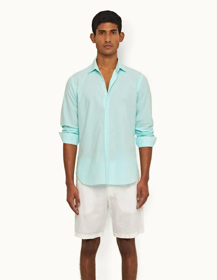 Orlebar Brown Shirts Men Giles Chainstitch Clear Skywhite