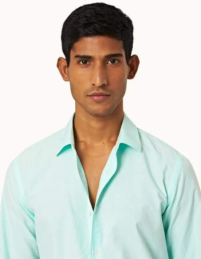 Orlebar Brown Shirts Men Giles Chainstitch Clear Skywhite