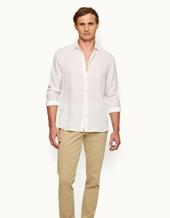 Orlebar Brown Shirts Men Giles Linen White