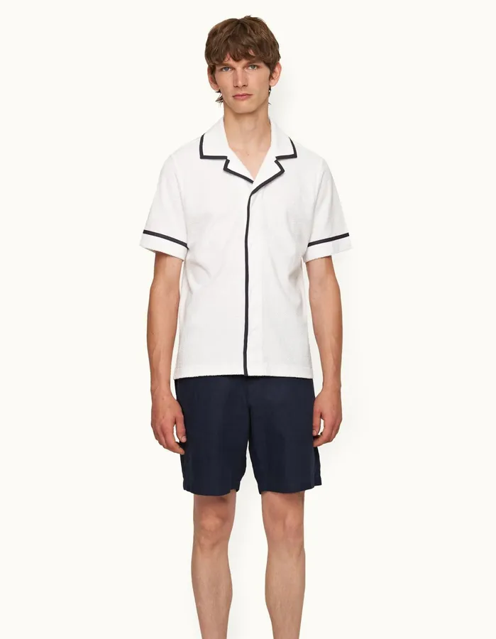 Orlebar Brown Shirts Men Griffith Towelling Whitemidnight Navy