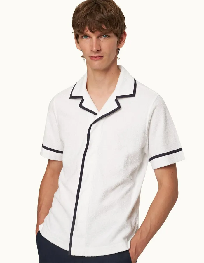Orlebar Brown Shirts Men Griffith Towelling Whitemidnight Navy