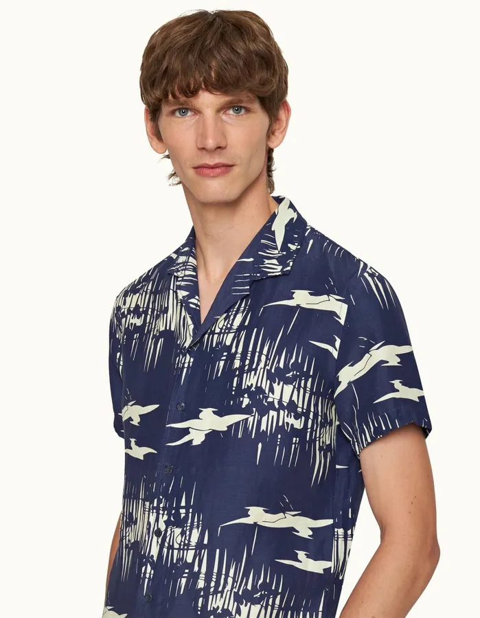 Orlebar Brown Shirts Men Hibbert Midnight Navysea Mist