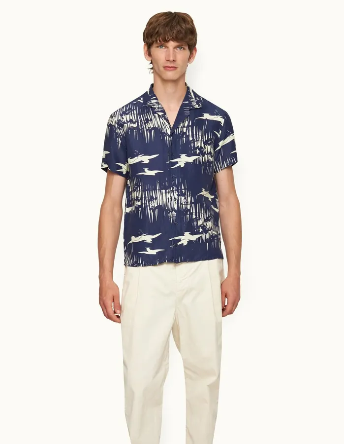 Orlebar Brown Shirts Men Hibbert Midnight Navysea Mist