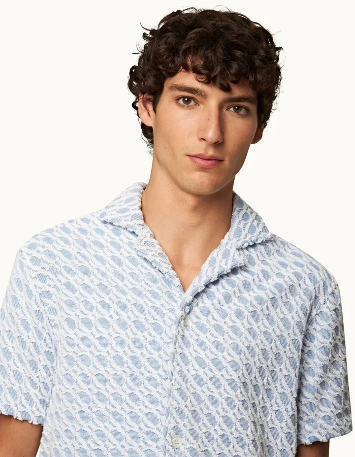 Orlebar Brown Shirts Men Howell Towelling Wish Blue