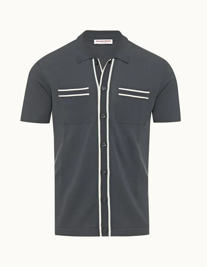 Orlebar Brown Shirts Men Keeling Granitewhite Sand