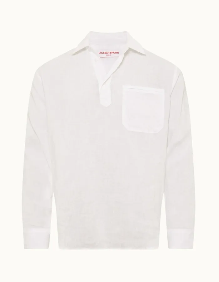 Orlebar Brown Shirts Men Shanklin Linen White