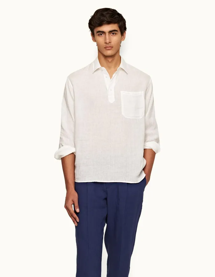 Orlebar Brown Shirts Men Shanklin Linen White