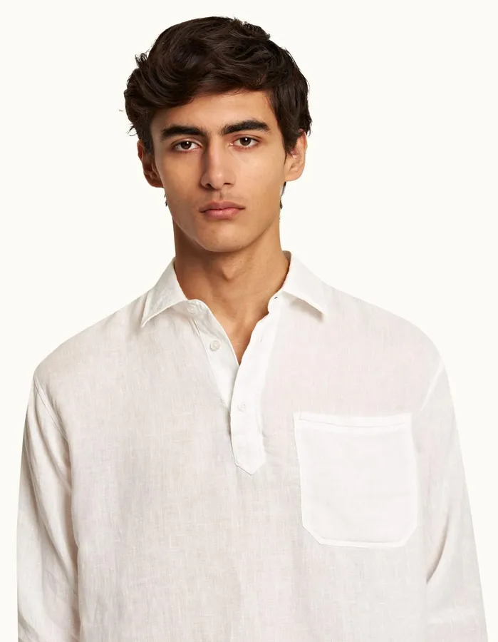 Orlebar Brown Shirts Men Shanklin Linen White