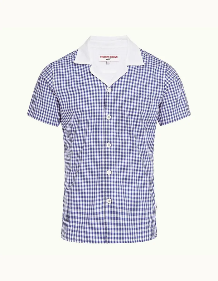 Orlebar Brown Shirts Men Thunderball Gingham Shirt Blueprintwhite