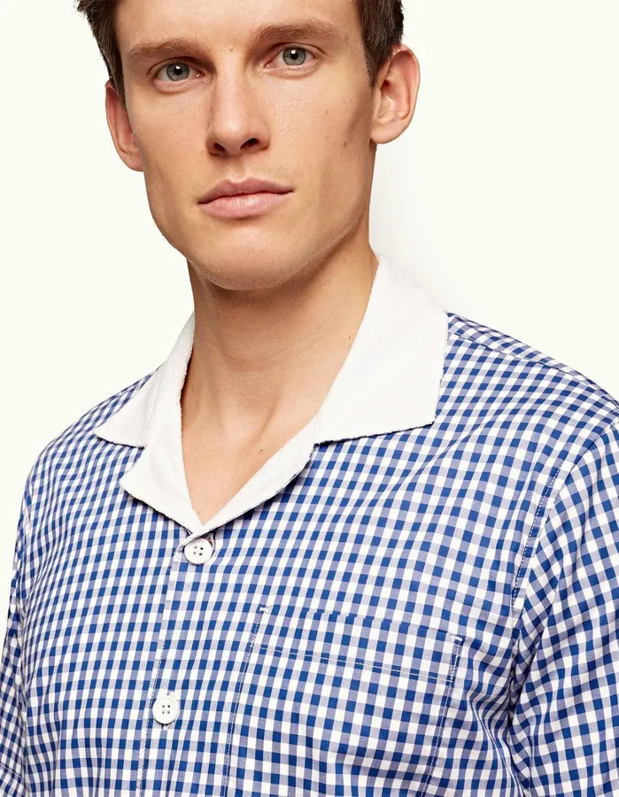 Orlebar Brown Shirts Men Thunderball Gingham Shirt Blueprintwhite