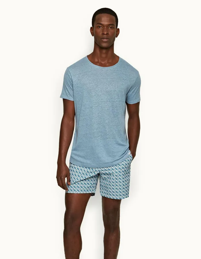 Orlebar Brown TShirts Men ObT Linen Wish Blue