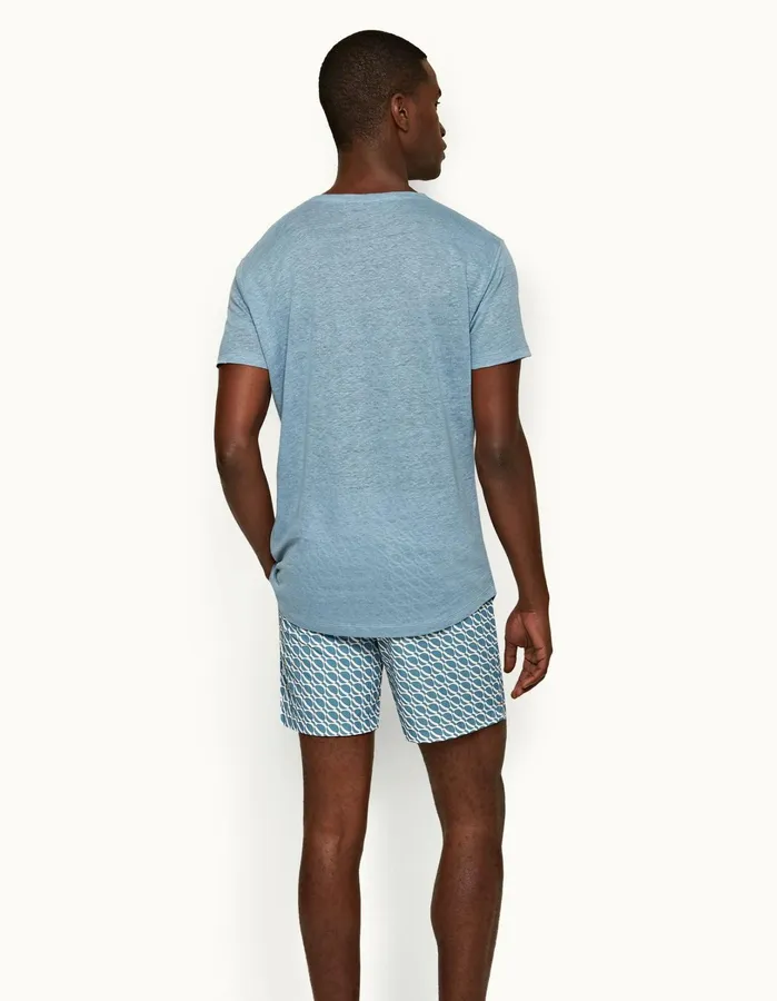 Orlebar Brown TShirts Men ObT Linen Wish Blue