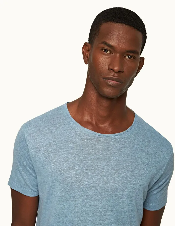 Orlebar Brown TShirts Men ObT Linen Wish Blue