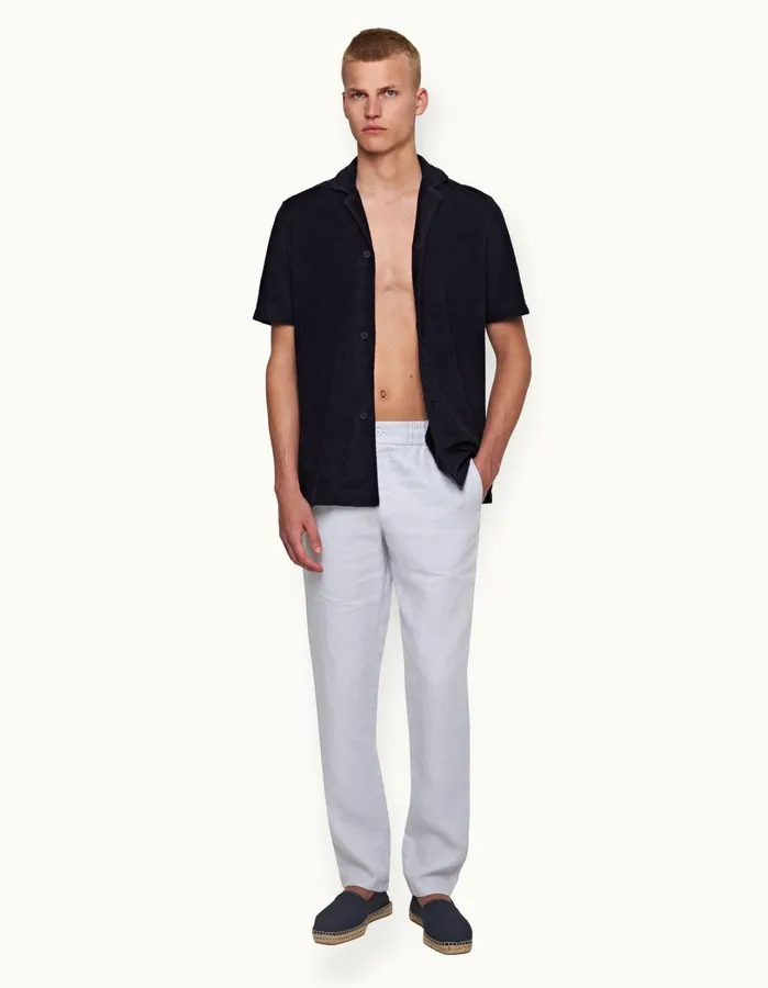 Orlebar Brown Trousers Men Cornell Linen Light Island Sky