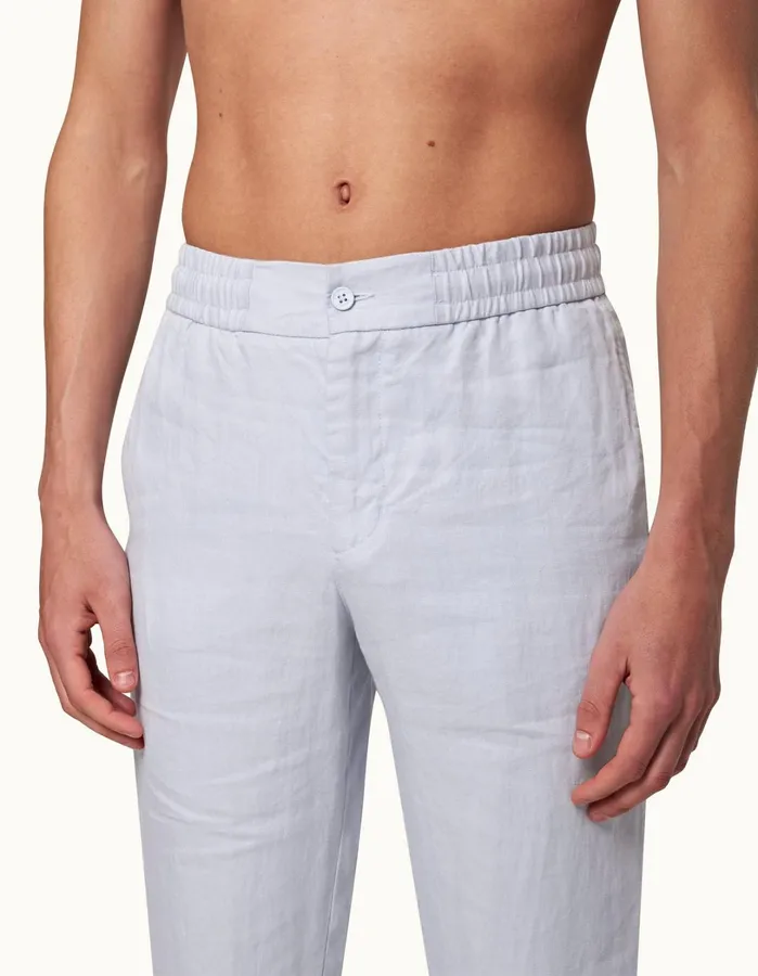 Orlebar Brown Trousers Men Cornell Linen Light Island Sky