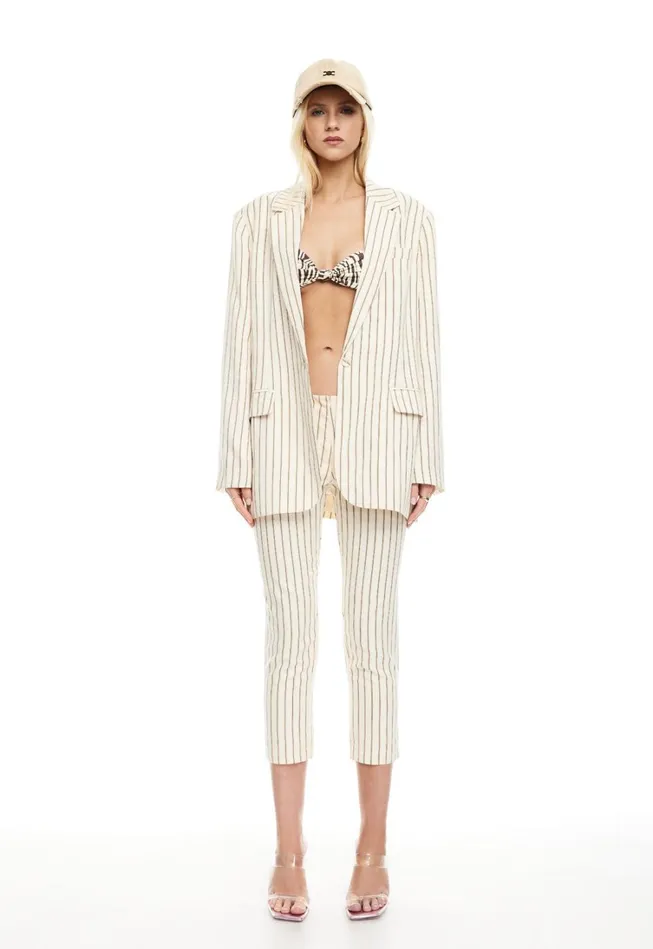 Outerwear Women Lioness Fashion LES DEUX BLAZER Cream Stripe Outerwear Women Lioness Fashion LES DEUX BLAZER Cream Stripe