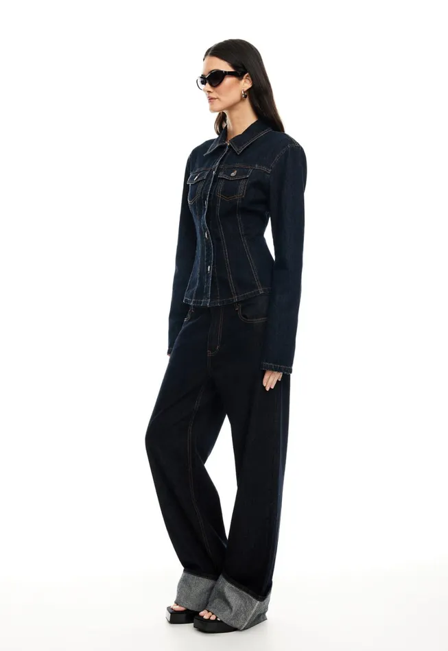 Outerwear Women Lioness Fashion RIDER DENIM JACKET Dark Denim Outerwear Women Lioness Fashion RIDER DENIM JACKET Dark Denim