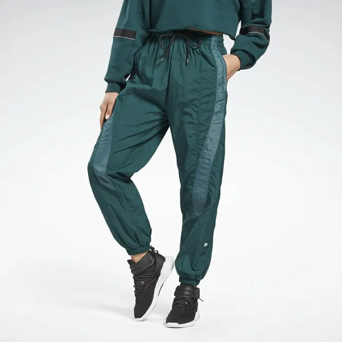 Pants and Sweatpants Womens Reebok Shiny Woven Pants Forest Green