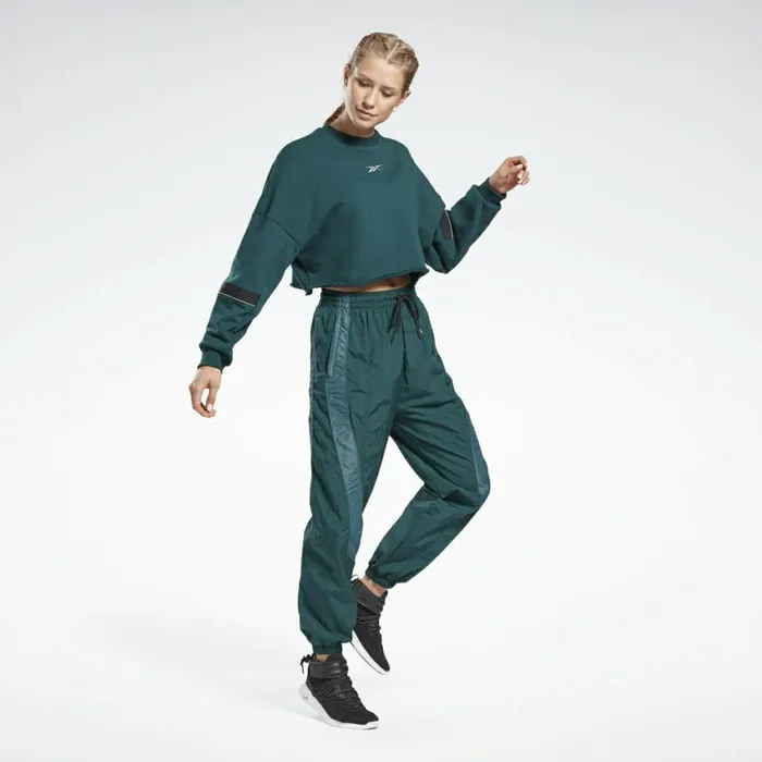Pants and Sweatpants Womens Reebok Shiny Woven Pants Forest Green