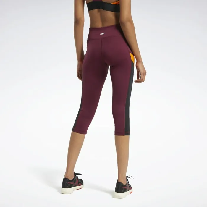 Pants and Sweatpants Womens Reebok Workout Ready Mesh Capri Tights Maroon
