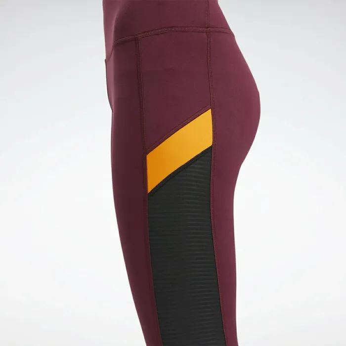 Pants and Sweatpants Womens Reebok Workout Ready Mesh Capri Tights Maroon