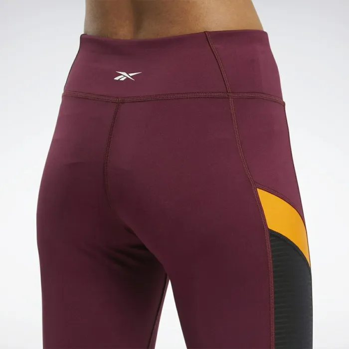 Pants and Sweatpants Womens Reebok Workout Ready Mesh Capri Tights Maroon