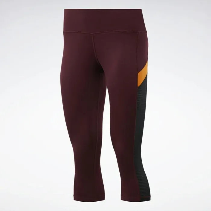 Pants and Sweatpants Womens Reebok Workout Ready Mesh Capri Tights Maroon