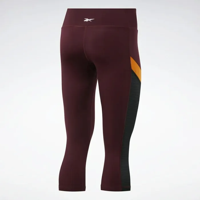 Pants and Sweatpants Womens Reebok Workout Ready Mesh Capri Tights Maroon