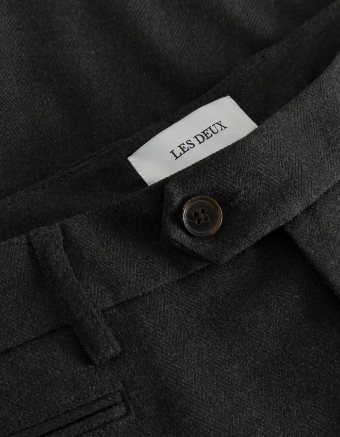 Pants Men Les Deux Como Herringbone Suit Pants 8211 CharcoalGrey Melange
