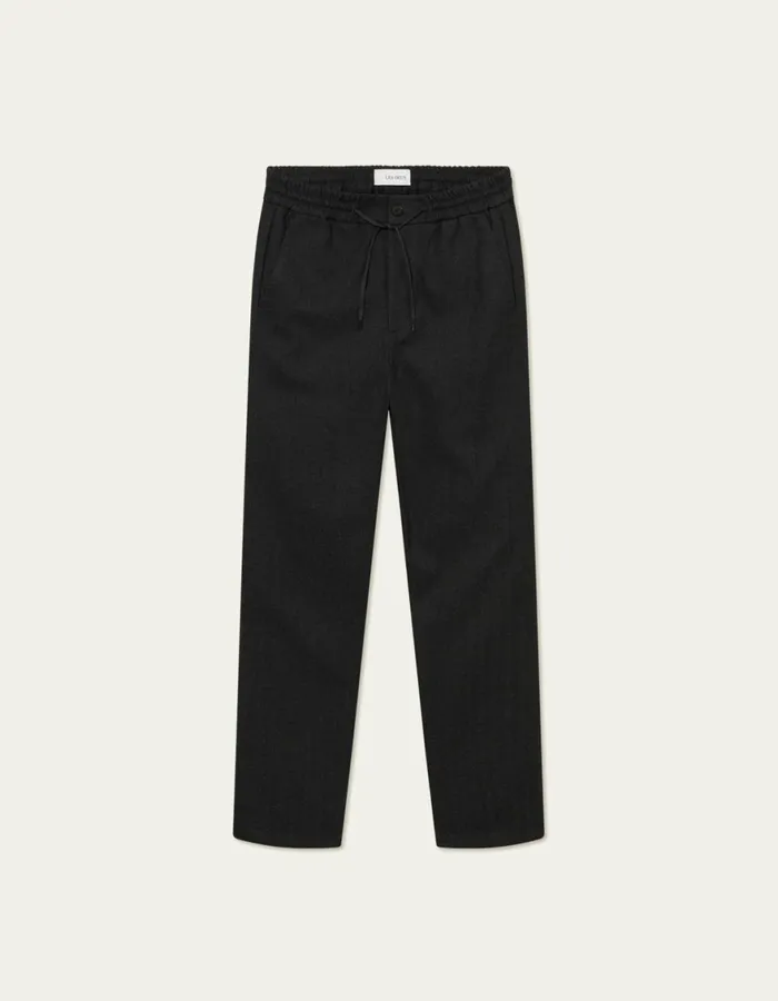 Pants Men Les Deux Como Herringbone Tapered Drawstring Pants 8211 CharcoalGrey Melange