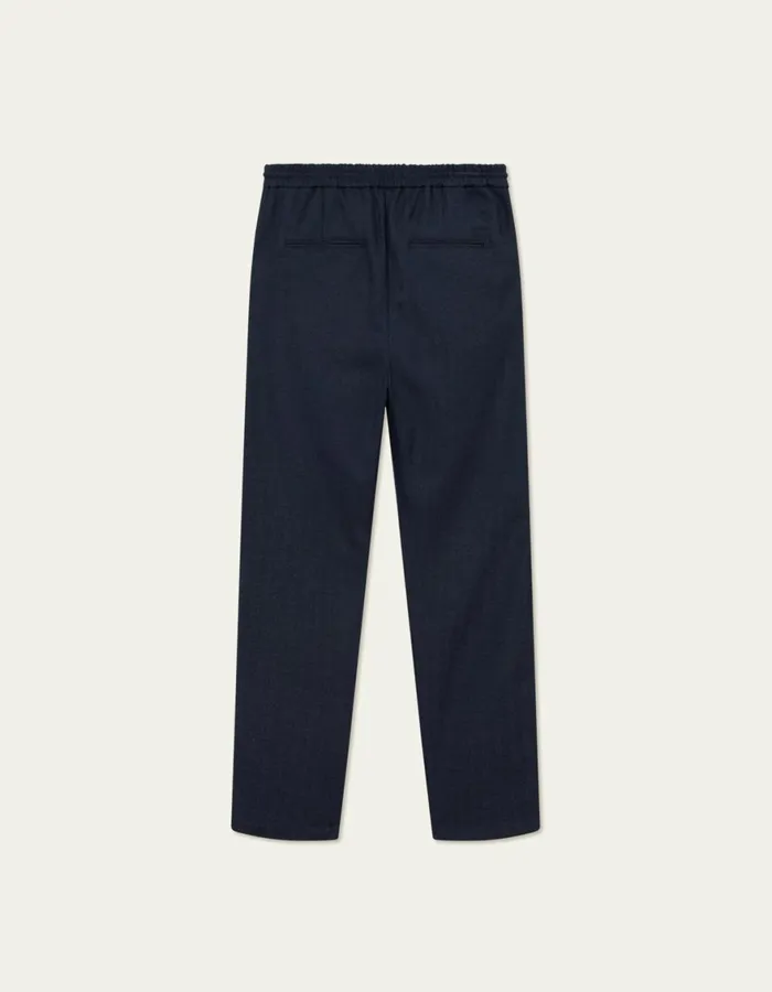 Pants Men Les Deux Como Herringbone Tapered Drawstring Pants 8211 Dark NavyDark Grey Melange