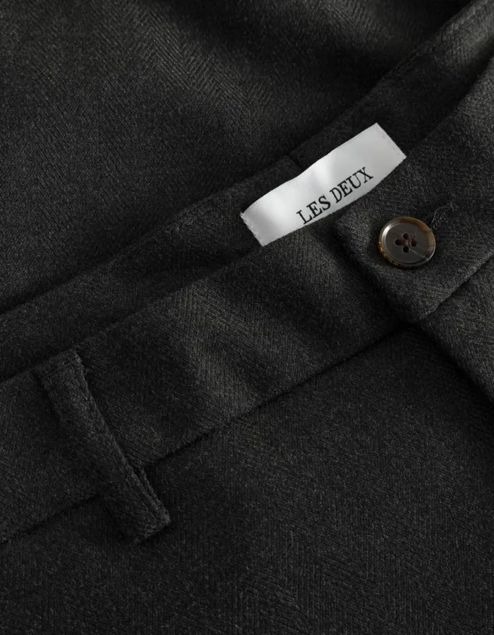 Pants Men Les Deux Como Reg Herringbone Suit Pants 8211 CharcoalGrey Melange