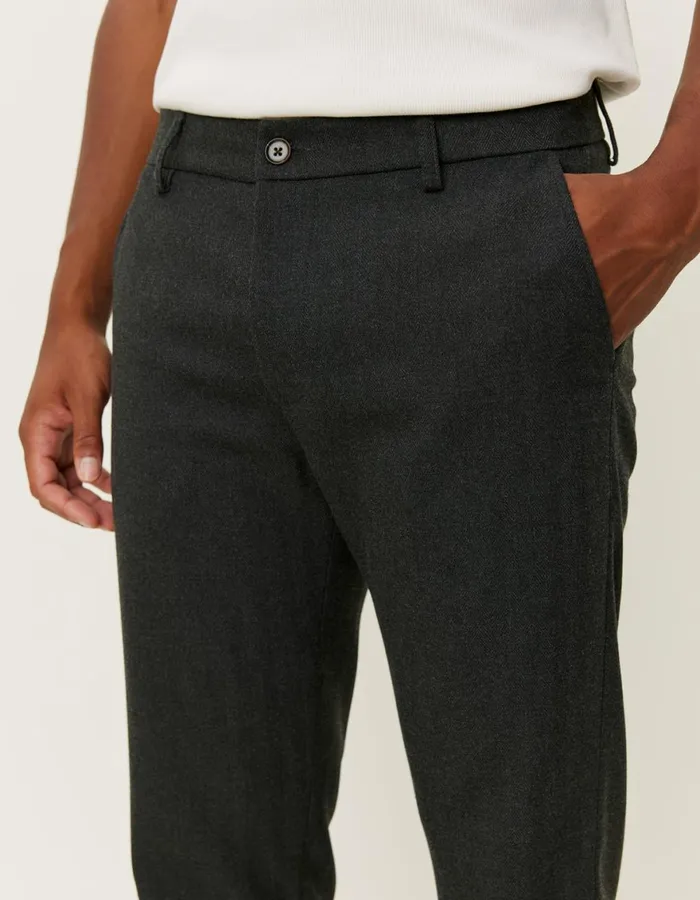 Pants Men Les Deux Como Reg Herringbone Suit Pants 8211 CharcoalGrey Melange