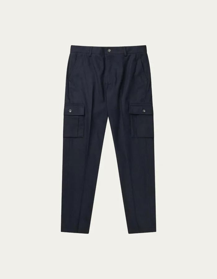 Pants Men Les Deux Como Reg Wool Cargo Suit Pants 8211 Dark Navy Melange