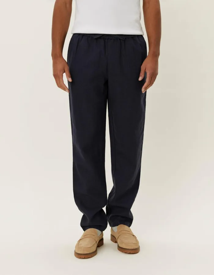 Pants Men Les Deux Patrick Linen Pants 8211 Dark Navy