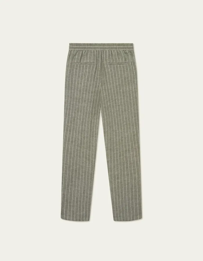 Pants Men Les Deux Patrick Linen Pants 8211 Lichen GreenLight Ivory