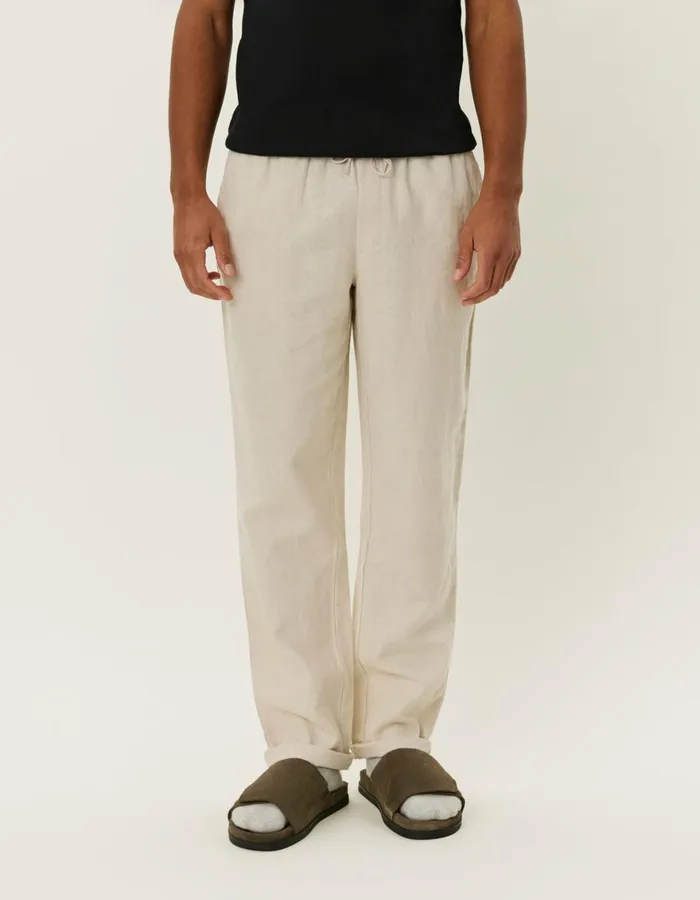 Pants Men Les Deux Patrick Linen Pants 8211 Light Sand