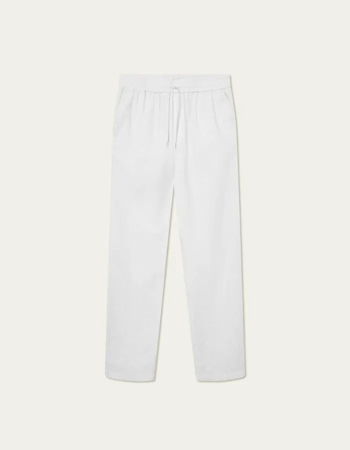 Pants Men Les Deux Patrick Linen Pants 8211 WhiteWhite