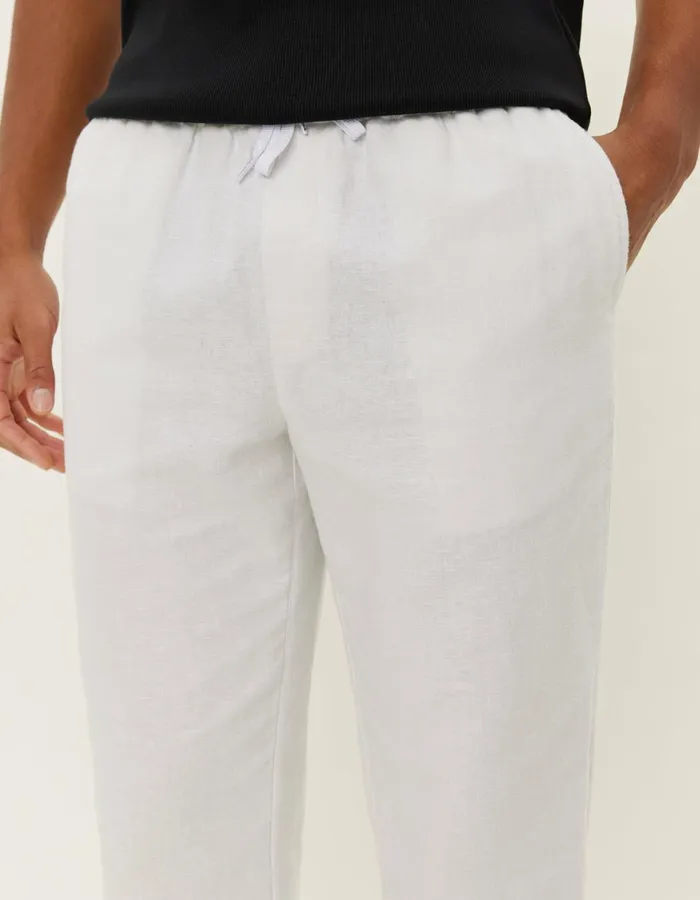Pants Men Les Deux Patrick Linen Pants 8211 WhiteWhite