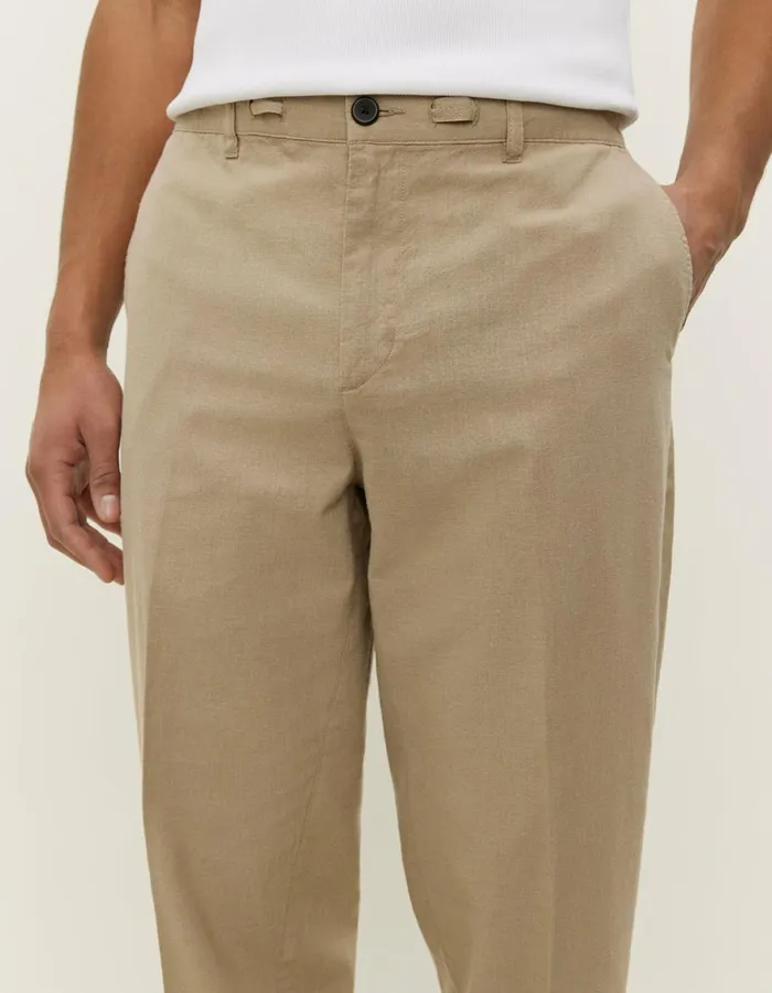 Pants Men Les Deux Pino CottonLinen Pants 8211 Dark Sand