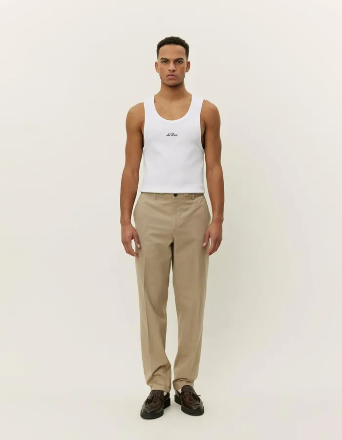 Pants Men Les Deux Pino CottonLinen Pants 8211 Dark Sand