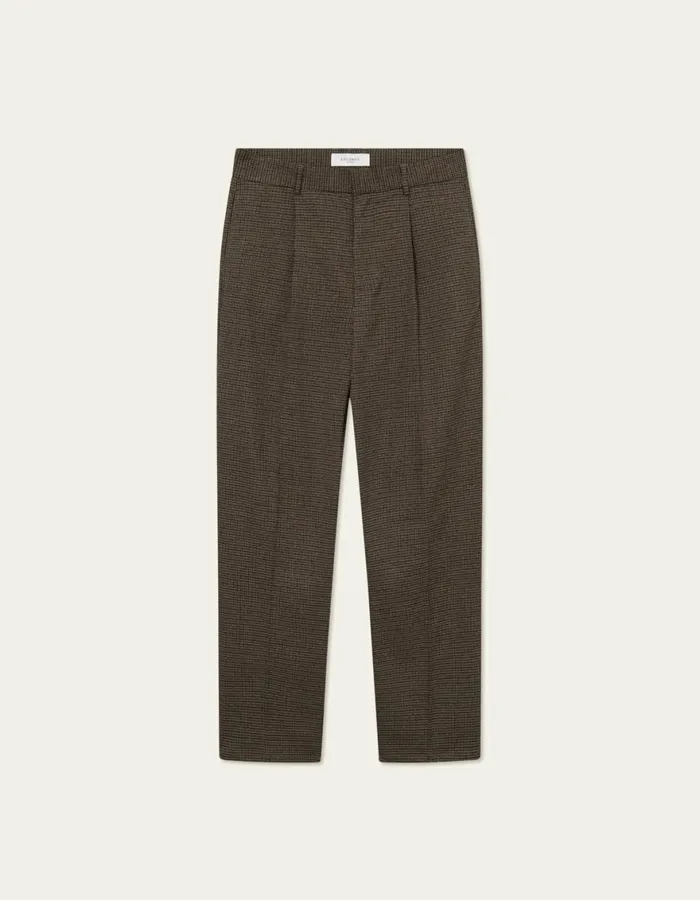 Pants Men Les Deux Reece Check Pleated Suit Pants 20 8211 Warm SandDark Navy Check