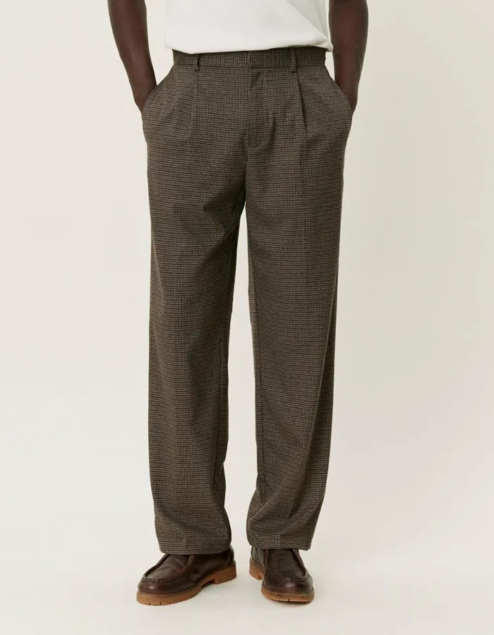 Pants Men Les Deux Reece Check Pleated Suit Pants 20 8211 Warm SandDark Navy Check