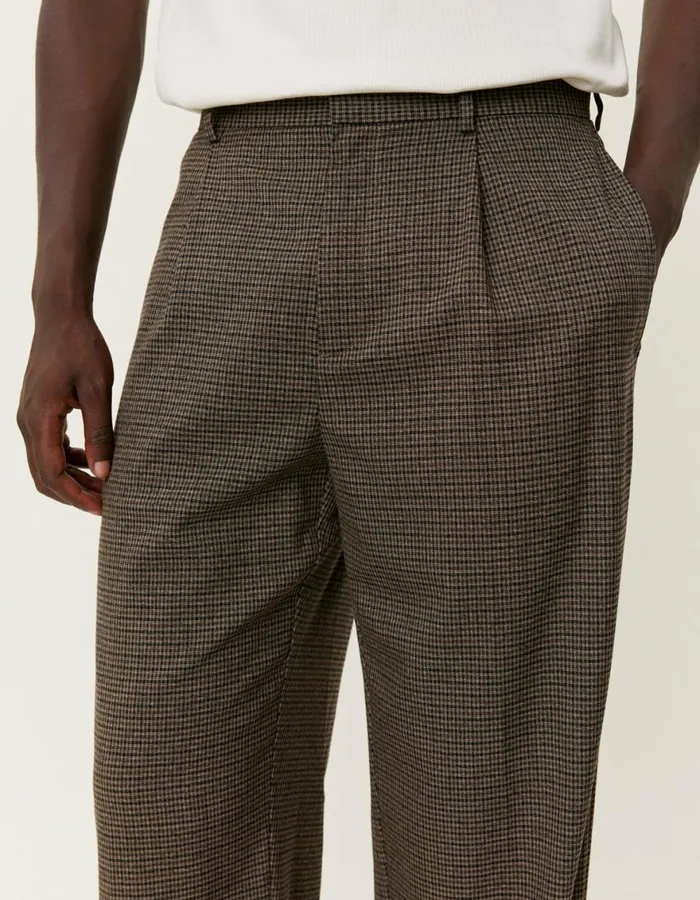 Pants Men Les Deux Reece Check Pleated Suit Pants 20 8211 Warm SandDark Navy Check