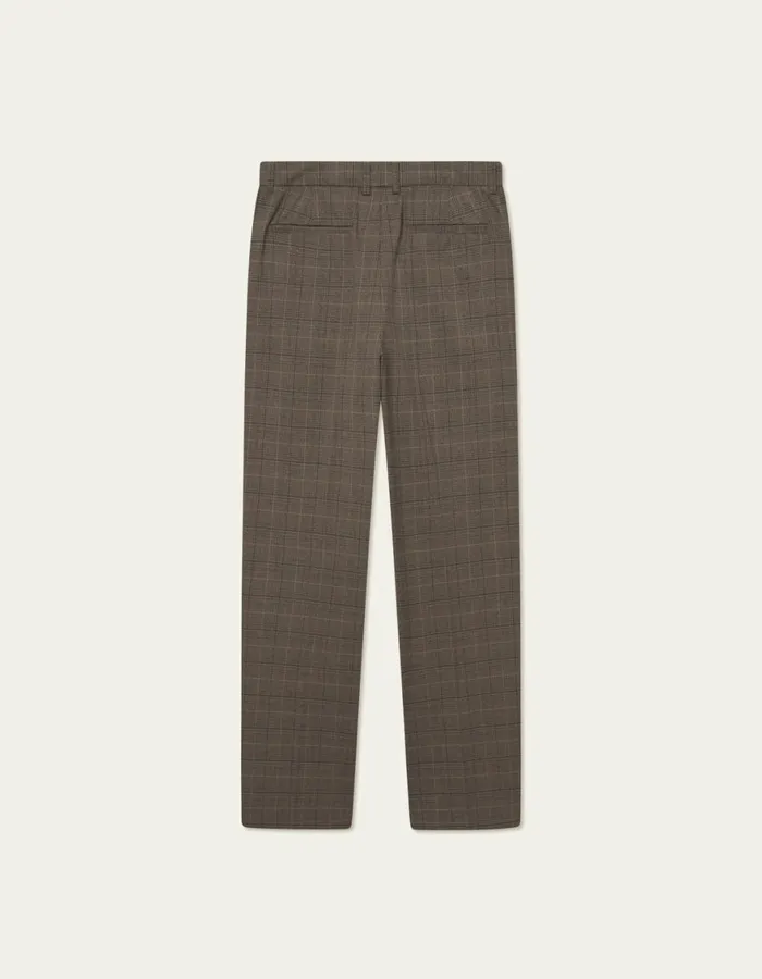 Pants Men Les Deux Reece Pleated Check Suit Pants 8211 Mountain GreyDark Sand