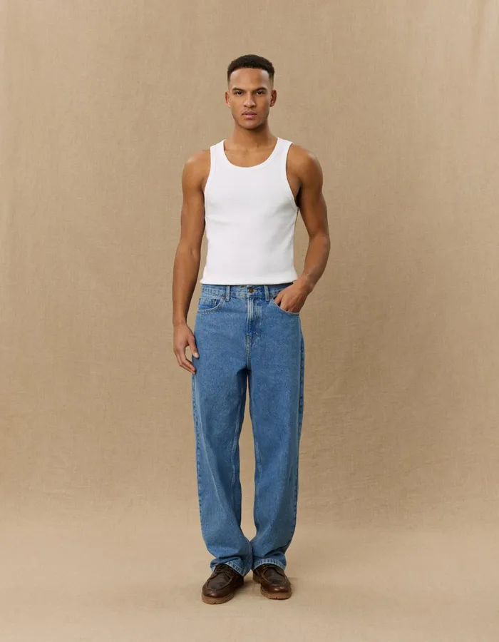 Pants Men Les Deux Roi Yale Bulldog Denim Pants 8211 Medium Indigo Wash
