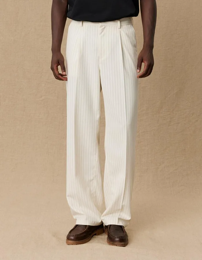 Pants Men Les Deux Yale Pleated Pinstripe Suit Pants 8211 Ivory
