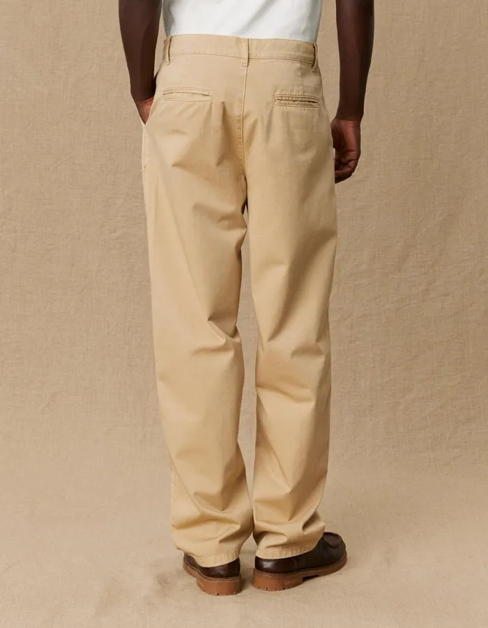 Pants Men Les Deux Yale Wide Pleated Chino Pant 8211 Light Brown Incense