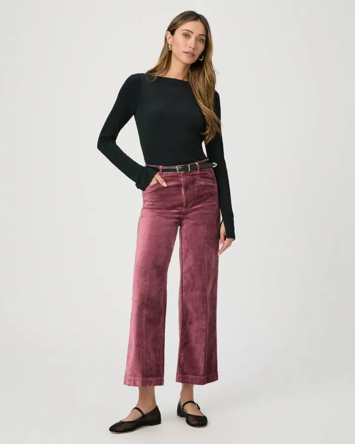 Pants Women PAIGE Anessa Trouser Wide Leg Pant 8211 Rose Tea Velvet