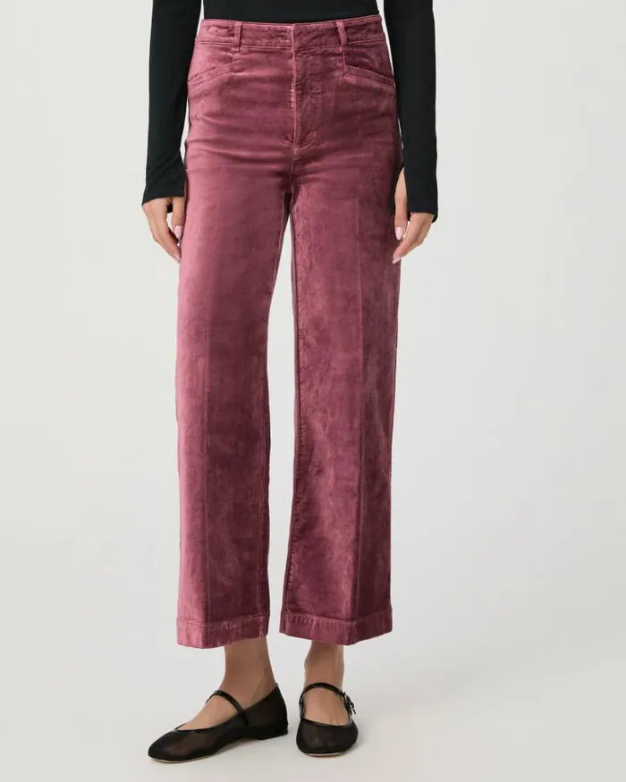 Pants Women PAIGE Anessa Trouser Wide Leg Pant 8211 Rose Tea Velvet Pants Women PAIGE Anessa Trouser Wide Leg Pant 8211 Rose Tea Velvet